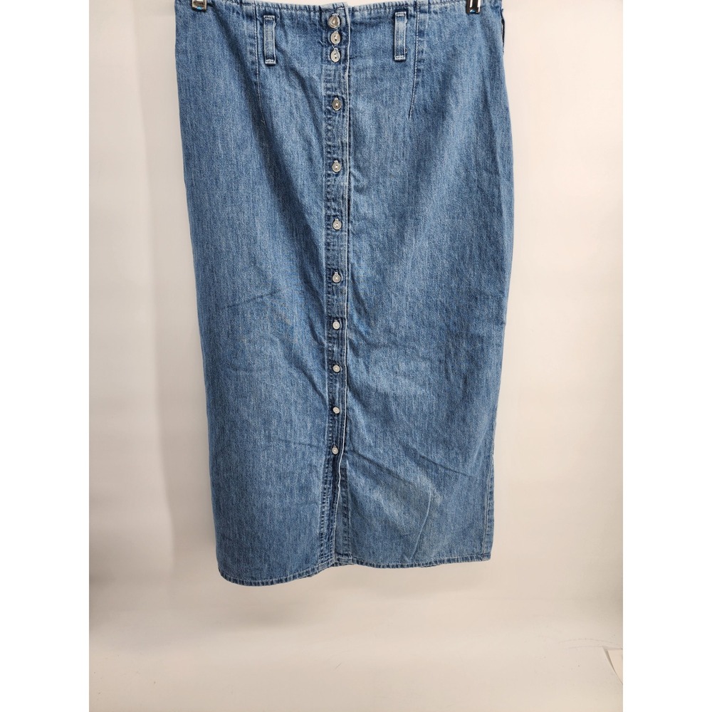 Hunt Club Vintage Blue Denim Button Front Maxi Skirt Womens Size 16 High Waist - Picture 2 of 8